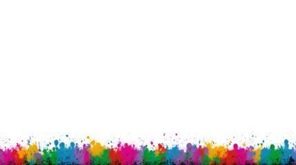 Fototapeta premium Vibrant paint splattering creating colorful art border