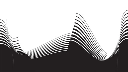 Abstract flow lines background . Fluid wavy shape .Striped linear pattern . Music sound wave . Vector illustration
