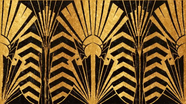 Revealing Art Deco Geometric Pattern in Gold and Black