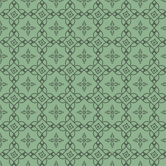 Geometric Pattern with Ornamental Elements in Black over Sea Green Background