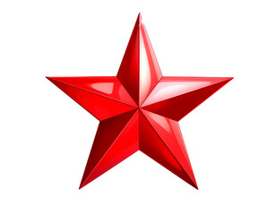  Glossy Red 3D Star with Reflective Surface and Soft Shadows
