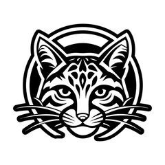 Glyph style icon showing an ocelot head