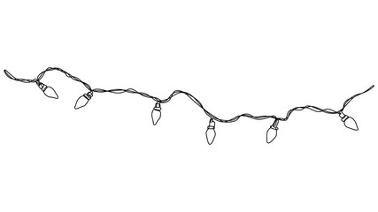 christmas lights continuous one line drawing animation, Video. Festoon, garland with bulbs drawing with one editable continuous line, Separating frame for banner. Animation on white background 4K. - Powered by Adobe