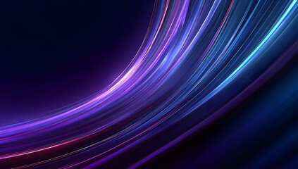 Fototapeta premium Abstract swirling ribbons of vibrant purple and electric blue light streaks across a dark cosmic background