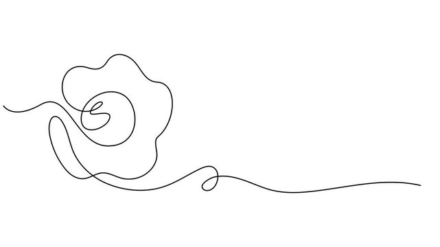 Fried eggs animation continuous one line drawing, Animated self drawing of continuous line draw stylized sunny side up egg logo. Full length one line animation illustration for, Food cooking concept. 