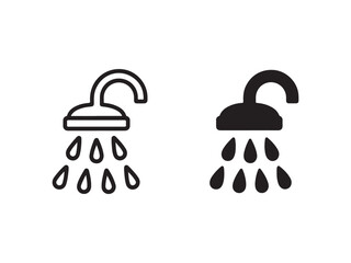 Shower head icons water drops