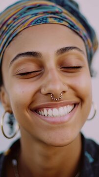 Happy smiling candid moment of  Muslim woman
