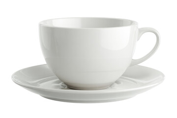 White ceramic teacup and saucer isolated on black background studio shot image, Isolated On Transparent Background, Png Cut Out