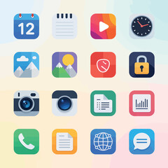 Collection of colorful app icons on a gradient background