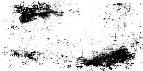Monochrome black and white grunge scratch texture Vector black ink brush stroke on white transparent background.
