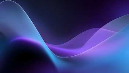 Abstract flowing luminous waves of light in deep blue and vibrant purple hues creating a futuristic digital art background