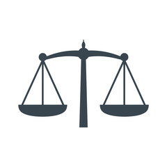 Silhouette of a classic balance scale symbolizing justice and fairness