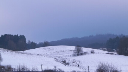 Winter landscape in Kashubia.