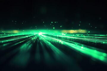Abstract green light streaks creating dynamic visual effects
