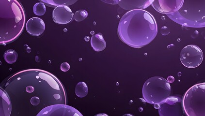 Abstract background featuring a multitude of translucent purple spheres and bubbles floating in a dark ethereal space with subtle light reflections