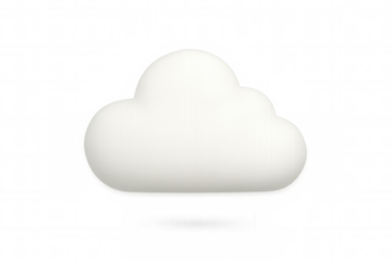 White cloud 3d icon representing cloud computing technology, data storage, and digital communication on transparent background