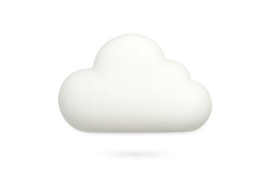 White cloud 3d icon representing cloud computing technology, data storage, and digital communication on transparent background - Powered by Adobe