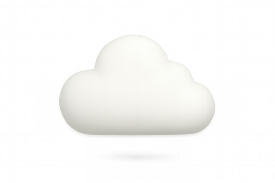 White cloud 3d icon representing cloud computing technology, data storage, and digital communication on transparent background