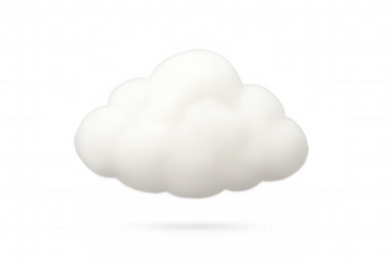 White fluffy cloud icon representing weather, computing, data, storage, and communication on transparent background