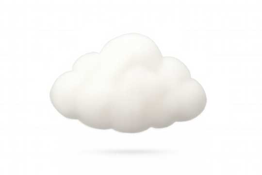 White fluffy cloud icon representing weather, computing, data, storage, and communication on transparent background