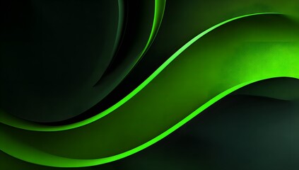 Obraz premium Abstract flowing curves of vibrant green light create a dynamic and energetic visual composition with dark background contrast