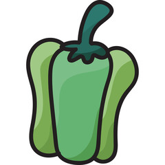 Green Bell Pepper Isolated on White Background Fresh Vegetable Healthy Food Ingredient