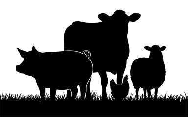Animal Farm Silhouette Vector Illustration