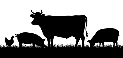 Animal Farm Silhouette Vector Illustration