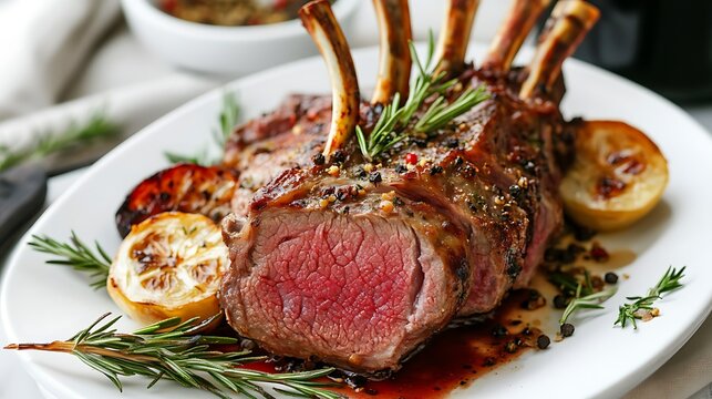 Rack of lamb with garlic rosemary and peppercorns