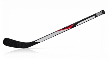Generated imageHockey stick and puck isolated on white background with black and red details resembling tools and office equipment