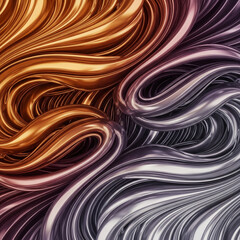 Chaotic Harmony – Abstract Interwoven Metallic Energy, Abstract metallic curves intertwining in warm and cold tones, symbolizing creative tension and unity.