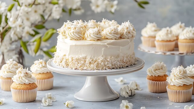 Raffaella coconut almond cake and cupcakes