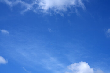 The blue sky clear and bright Blue sky with white clouds and sunlight