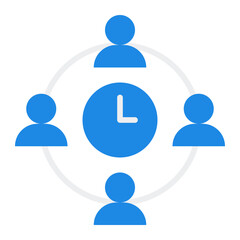 Meeting room icon. Virtual workspace and online discussion concept. Team collaboration and remote meeting illustration. Flat Icon