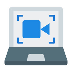 Screen record icon. Digital capture and video presentation concept. Online meeting and tutorial recording illustration. Flat Icon