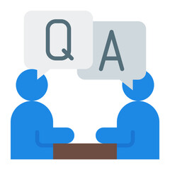 Obraz premium Q&A icon. Online question and answer session concept. Virtual meeting interaction and communication illustration. Flat Icon
