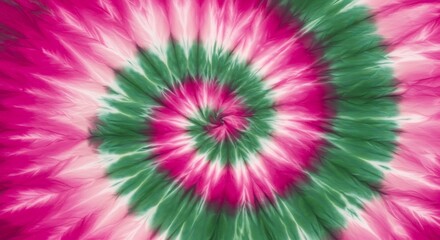 Fototapeta premium Tie dye vibrant pink and green tiedye spiral pattern, abstract background commercial usage