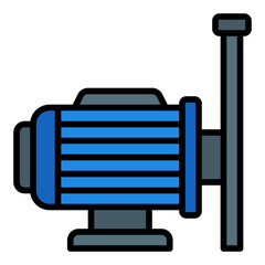 Pump icon. Water supply and irrigation pressure system concept. Agricultural equipment and utility illustration. Filled Line Icon