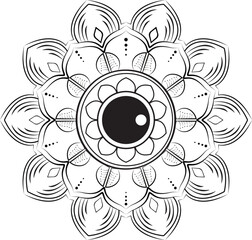 Intricate Floral Mandala with Eye Center - Ornamental and Spiritual