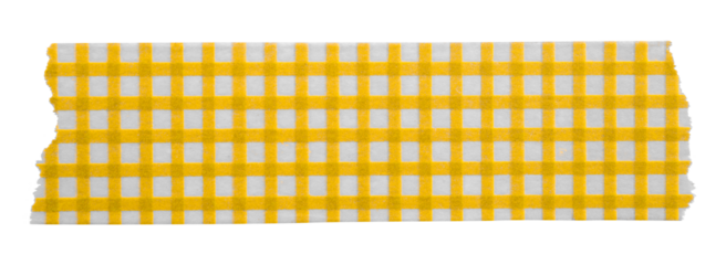yellow patterned sticker paper tape isolated on transparent background