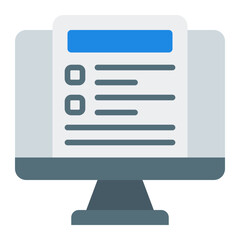 Online tax filing icon. Digital report submission and e-filing concept. Income statement and document management illustration. Flat Icon