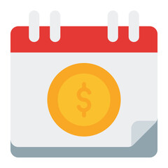 Tax calendar icon. Schedule deadline for payroll and income reporting. Accounting and reminder concept. Flat Icon