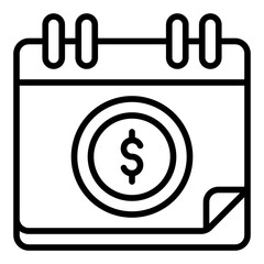Tax calendar icon. Schedule deadline for payroll and income reporting. Accounting and reminder concept. Line Icon