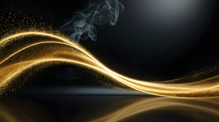 abstract, background, golden, particles, wave, glow, black, cinematic, futuristic, premium, luxury, ultrahd, 16:9, light, motion, stream, elegant, shimmer, sparkle, digital, design, wallpaper, graphic