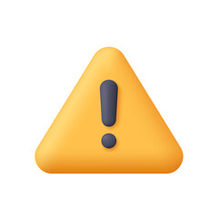 Yellow warning triangle with a black exclamation mark. Safety, security, hazard, caution, danger, risk, alert and attention concept. 3d vector icon. Cartoon minimal style. © Анна Тощева