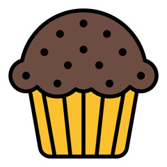 Muffin icon. Sweet bakery symbol. Cupcake and dessert collection. Filled Line Icon