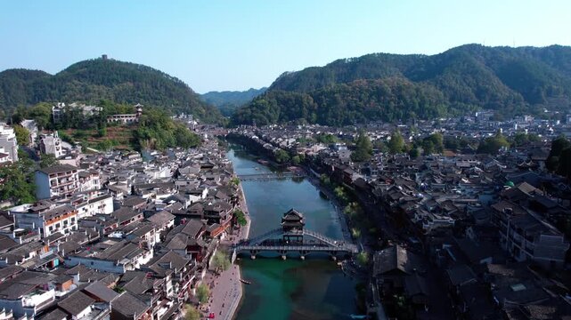 Tuojiang River Natural Landscape in Fenghuang Ancient Town, Hunan