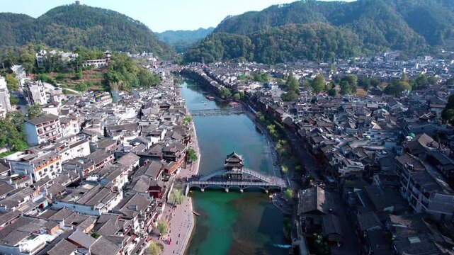 Tuojiang River Natural Landscape in Fenghuang Ancient Town, Hunan