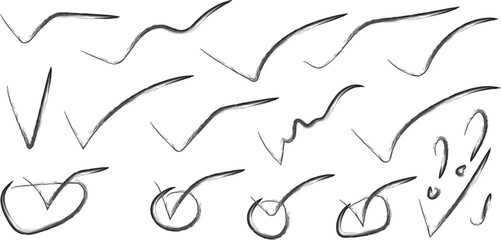 Naklejka premium Hand drawn check mark collection on white background for design