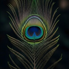 Fototapeta premium A closeup shot of a vibrant and iridescent peacock feather detail